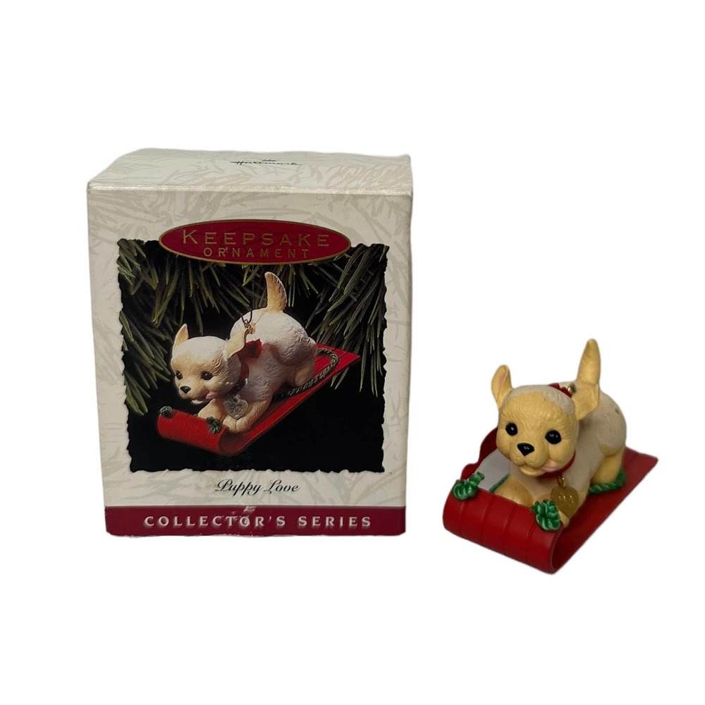 Vtg Hallmark Keepsake 1993 Puppy Love Christmas Ornament #3 Golden Retriever Dog